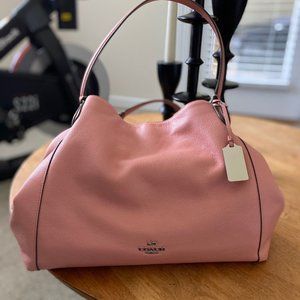 NWT Coach Pink Edie Shoulder Bag In Pebble Leather